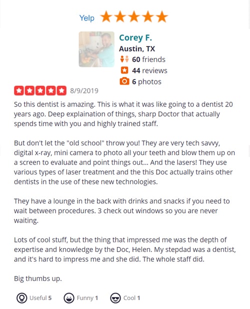 yelp-review-dentist-austin - Austin Laser Dentist - Helen Ragsdale DDS